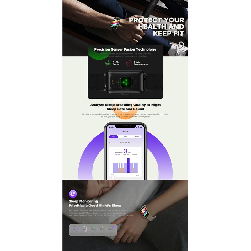 Zeblaze – montre connectée Meteor, moniteur d'activité physique, de pression artérielle et de fréquence cardiaque, rappel de sédentarité