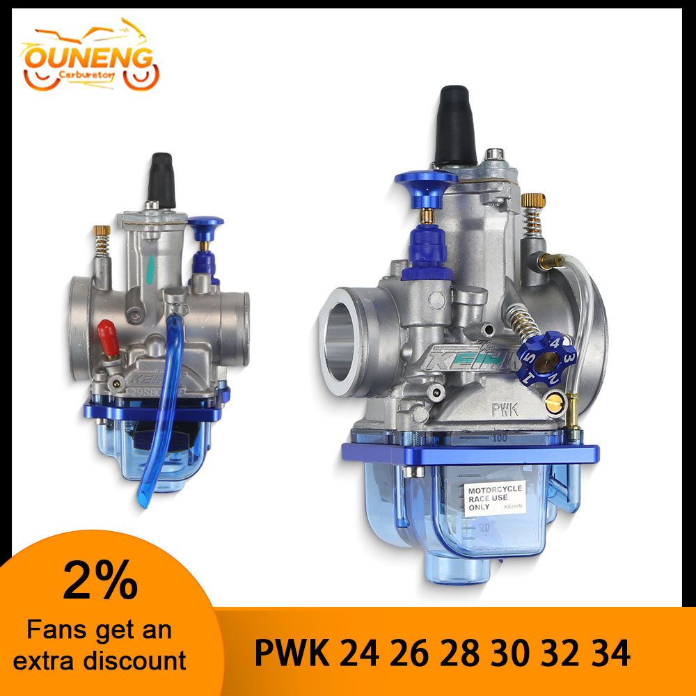 For KEIHIN KOSO OKO PWK 24 26 28 30 32 34mm Blue Bowl 2T 4T Scooter ATV Dirt Bike Universal Racing Carburetor With Power Jet