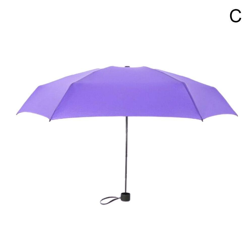 Super mini lomme kompakt paraply sun anti  uv 5 foldende regn vindtæt rejse mini paraply: C