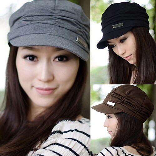 Women Pleated Peaked Cap Hat Casual s Travel Sunhat