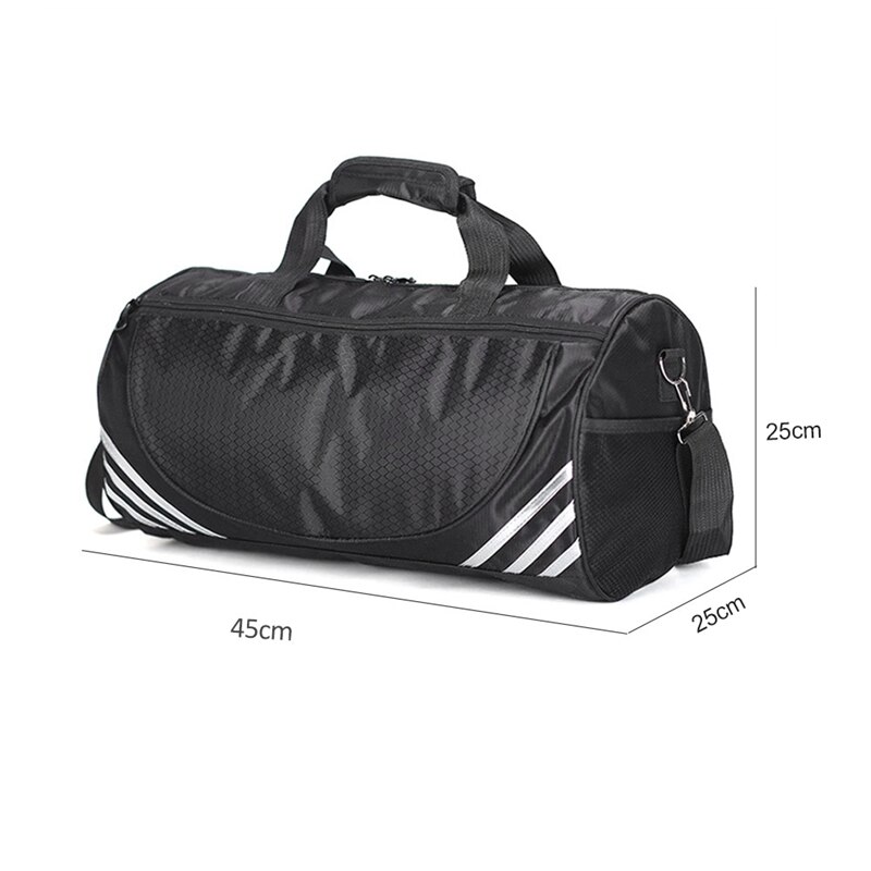 Utendørs sport trening treningsstudio bagger Fitness reise utendørs sport bag håndvesker skulder tørre våte sko til kvinner menn-svart+hvitt