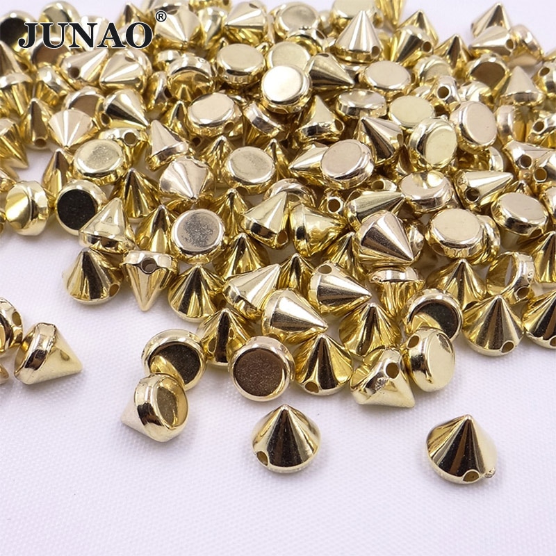 Junao 500 Pcs 8 Mm Goud Zilver Kleur Studs Spikes Plastic Decoratieve Klinknagel Naaien Punk Klinknagels Voor Lederen Kleding Sieraden ambachten