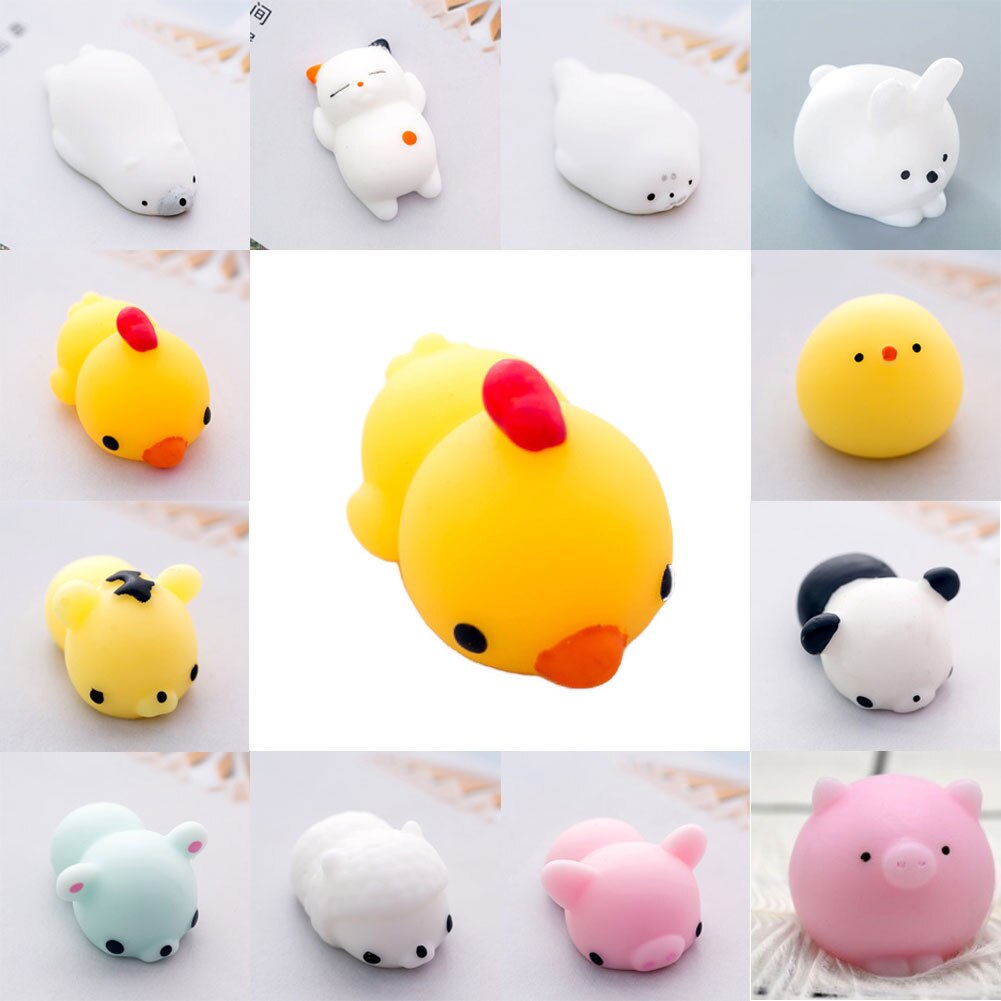 Kawaii eläin mochi squishies lelut söpö mini pehmeä squishy eläimen muoto sika tipu kissa tiikeri stressin helpotus pallot lapset aikuisten lelut: B