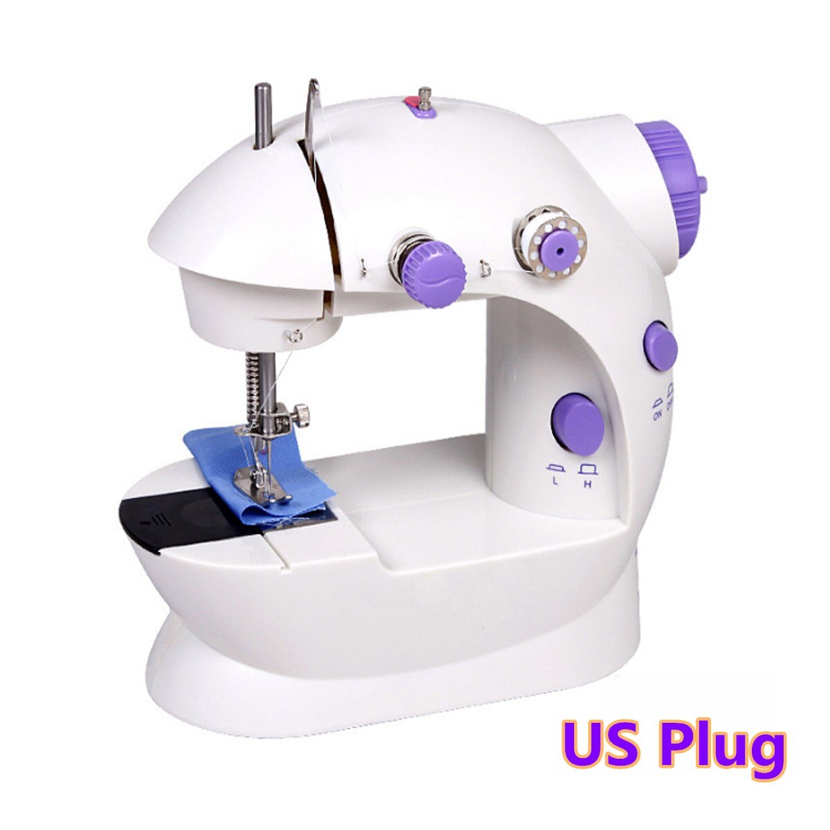 Sewing Machine Portable Desktop Mini Handheld Stitch Sew needlework Clothes Fabrics Electric Sewing Machine for Home with light: US Plug