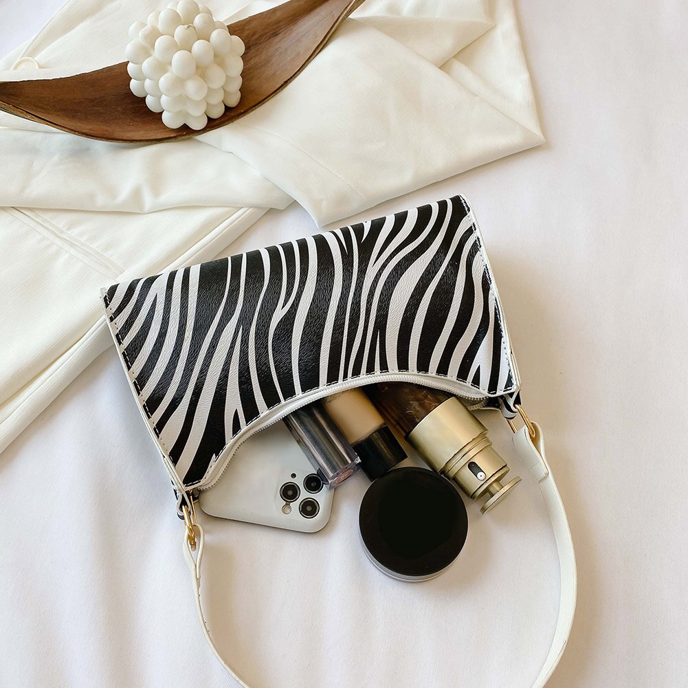 Ebene Zebra Kuh aufbringen Tote Taschen Frauen Kupplung Handtaschen lässig PU Leder Weibliche Unterarm Schulter Bote Tasche