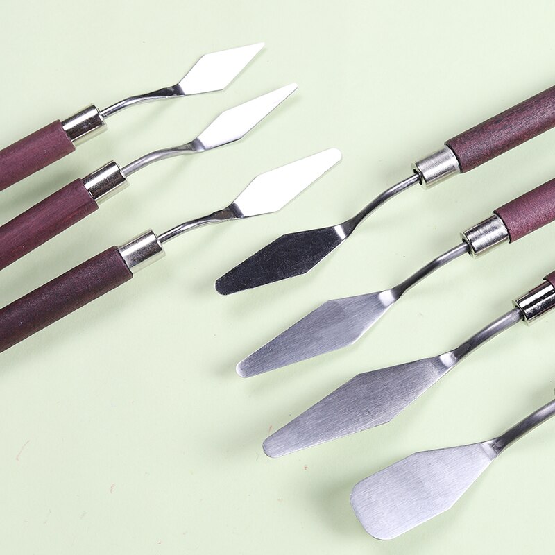 Olieverf Messen Rvs Spatel Paletmes Olieverf Mengen Mes Schraper Kunstenaar Ambachten Art Gereedschap Levert: 7Pcs set