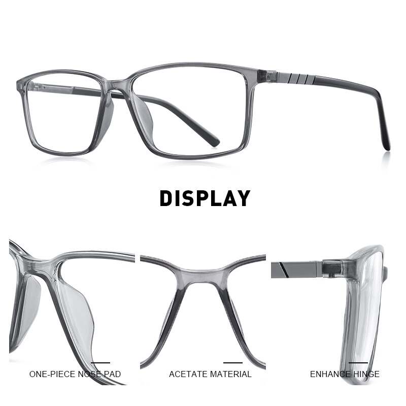 MERRYS Men Square Frame Eyeglasses Myopia Prescription Optical Eyewear Acetate Frame S2205