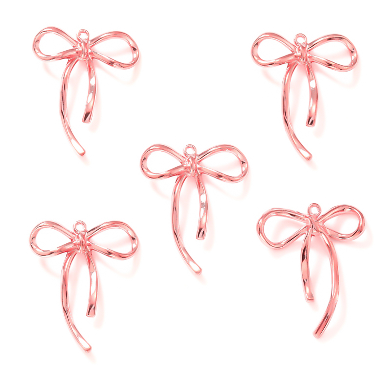 20 sztuk 5 kolorów mała kokardka węzeł Charms na bransoletkę naszyjnik wisiorek tworzenia biżuterii rękodzieło diy materiały 20*25mm N1177: W kolorze różowego złota