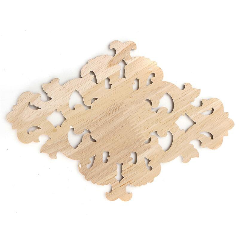 2 Stuks Hout Applique Ornament Carving Voor Voordeur Closet Venster Meubels 22X14Cm