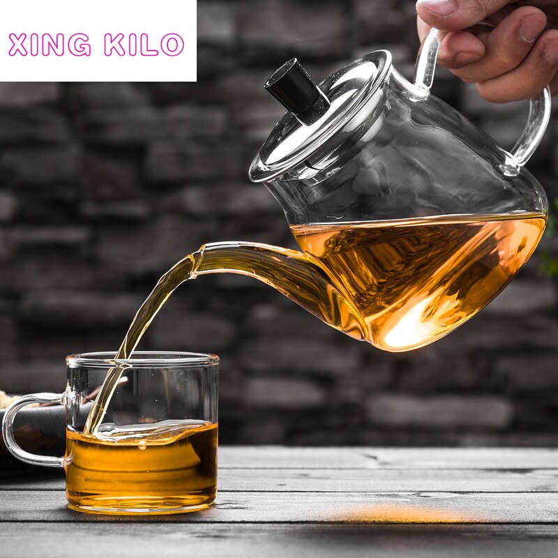 XING kilogram wysokiej temperatury szklany zestaw robić herbaty czajniczek, filtr ze stali nierdzewnej grube szkło garnek czajnik czerwona herbata