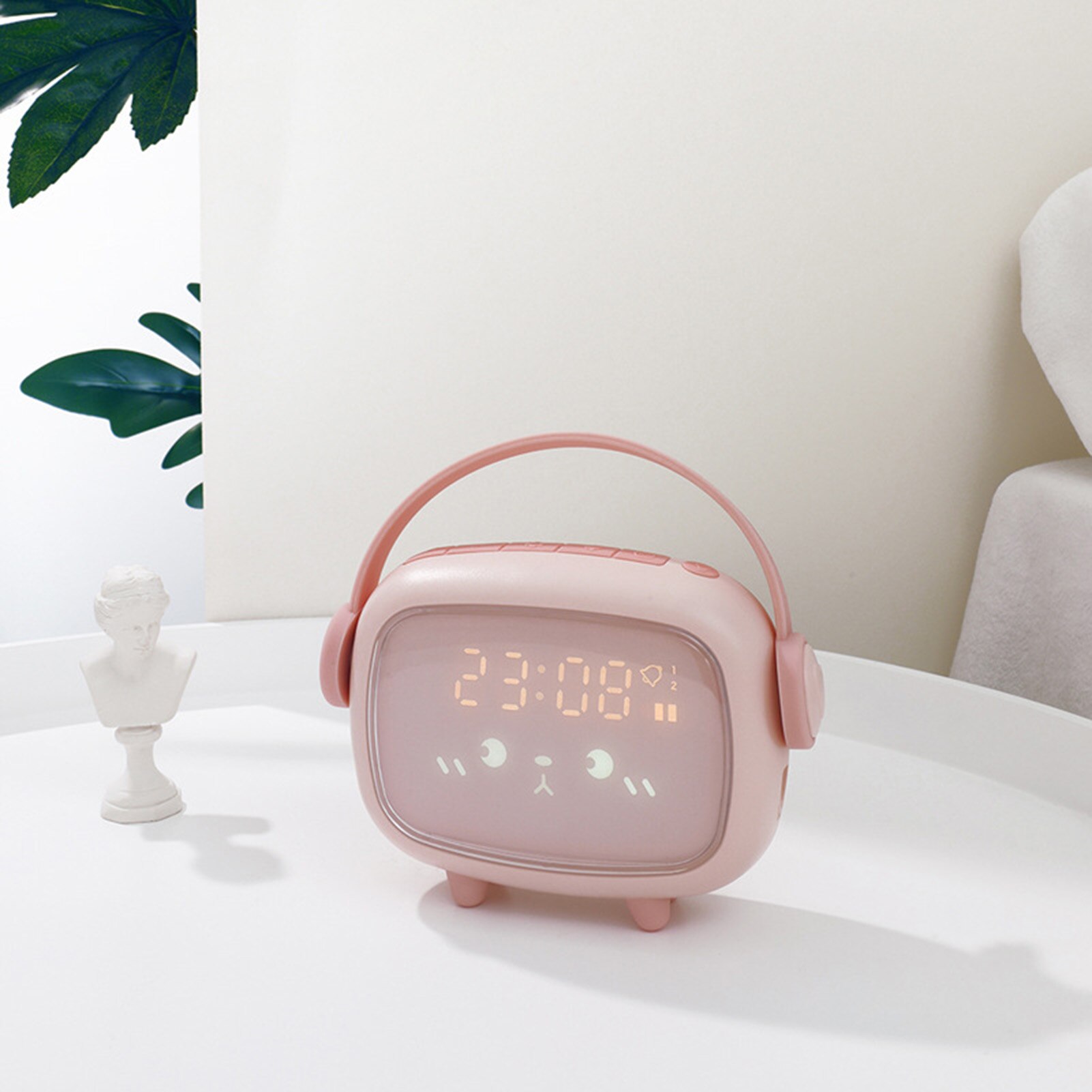 Child Alarm Clock Children's Electronic Alarm Clock Time Angel Alarm Clock Multi Function Led Night Light Digital Alarm Clock: Pink