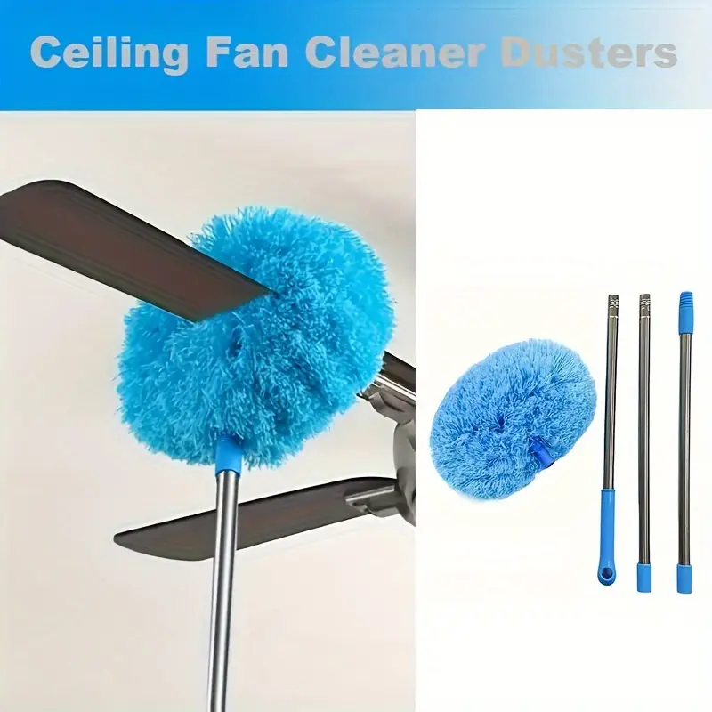 Ceiling Fan Cleaner Dusters With Extension Pole Dust Removal Brush Removable Ceiling And Fan Duster Ceiling Fan Cleaning Tool: WHITE