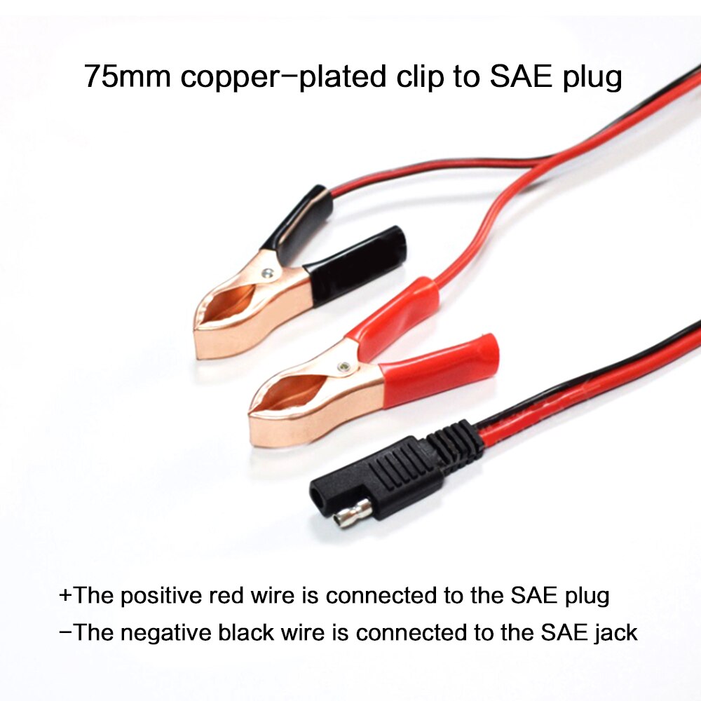 14AWG 36cm 2 Pin SAE Quick Disconnect Plug to Battery Alligator Clips Cable Harness