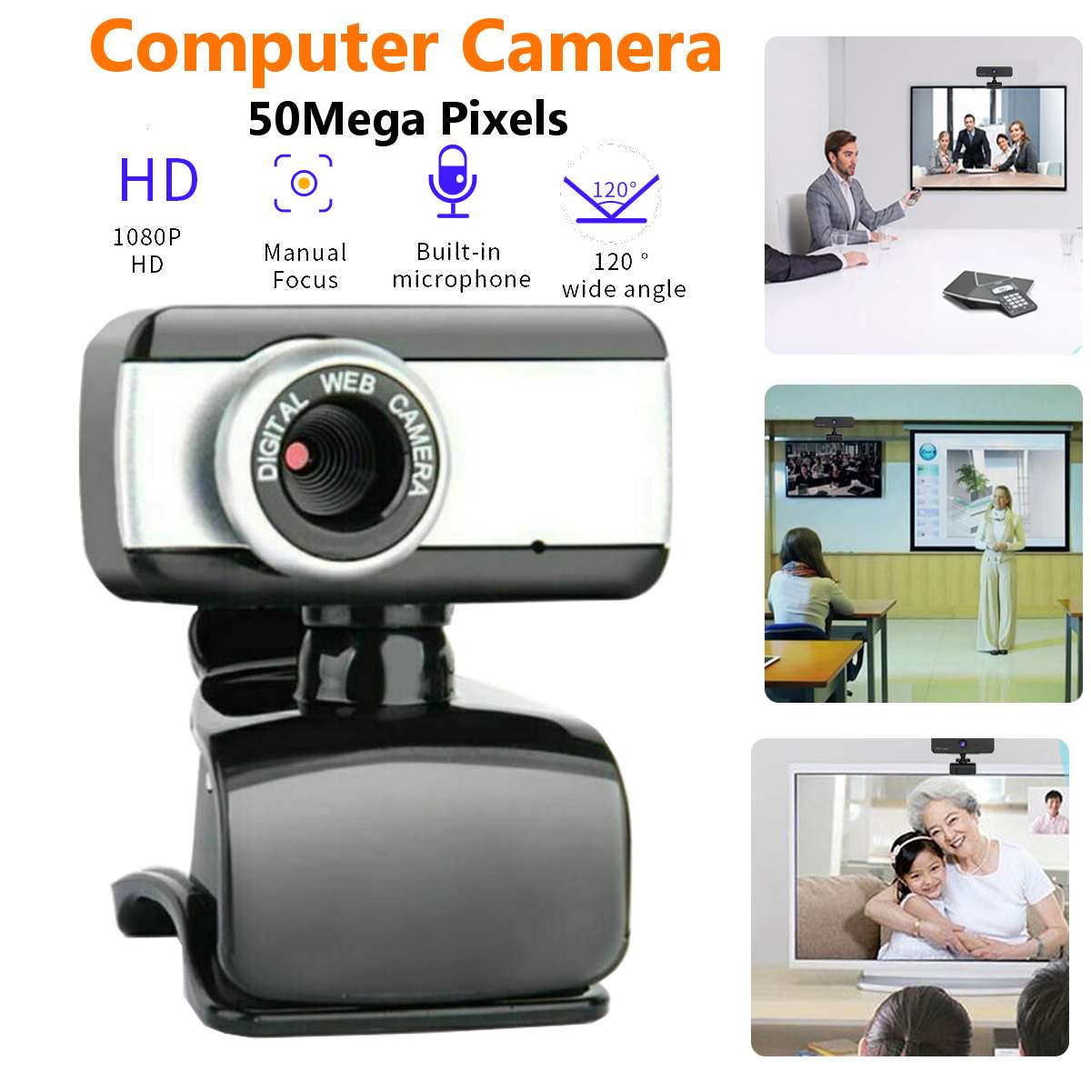 Kamera webcam 1080p hd langaton usb hd -verkko keskeytetty automaattitarkennus verkkokamera pc -kannettavan tietokoneen työpöydälle