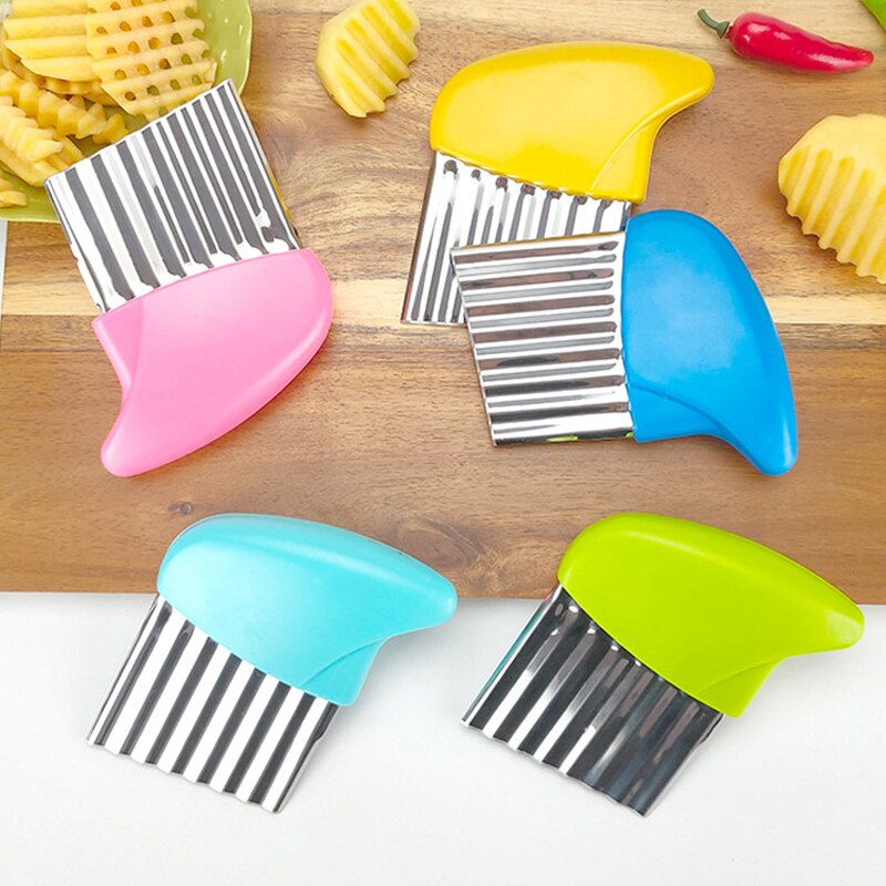 Vacclo Stainless Steel Potato Slicer Crinkle Slicer Wave Blade Chip Cutter Kitchen Chips Cooking Tools French Fries Fruits