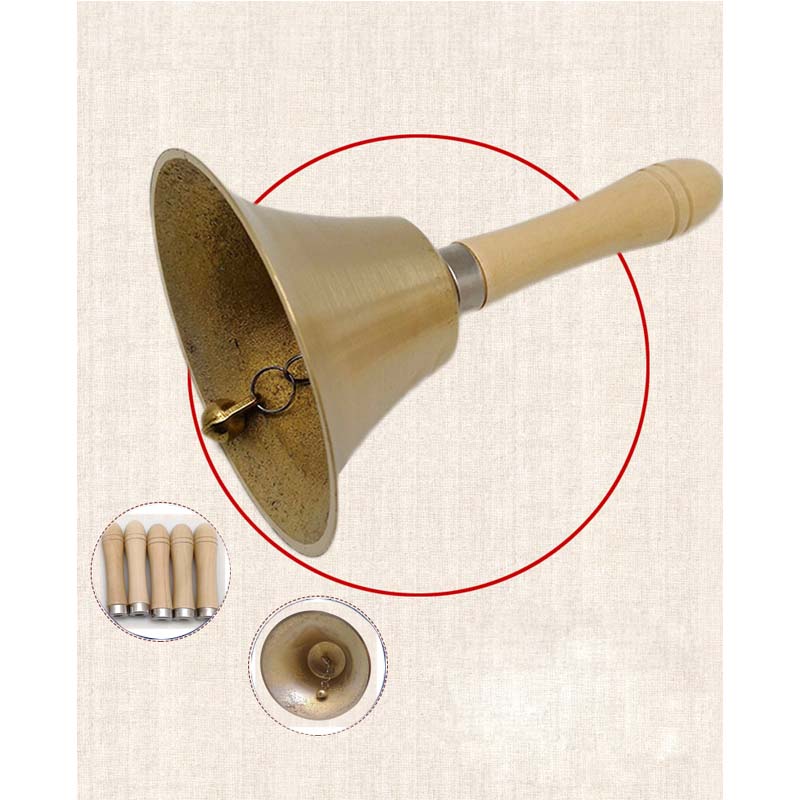 8-17CM Wooden Handle Copper Bell for Noble Reception Dinner Shop Hotel Church Hand Rattle School Handbell Christmas Bells Decor