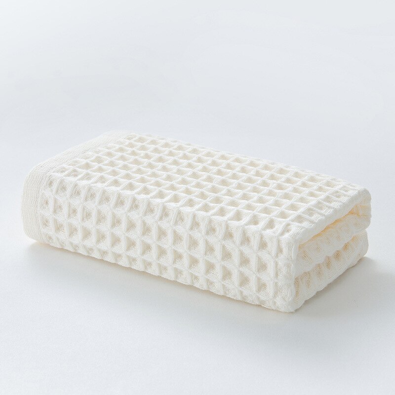Ren bomuld håndklæde voksne håndklæde pleje badeværelse sport vaffel håndklæde sports håndklæde 34 x 74cm: Hvid