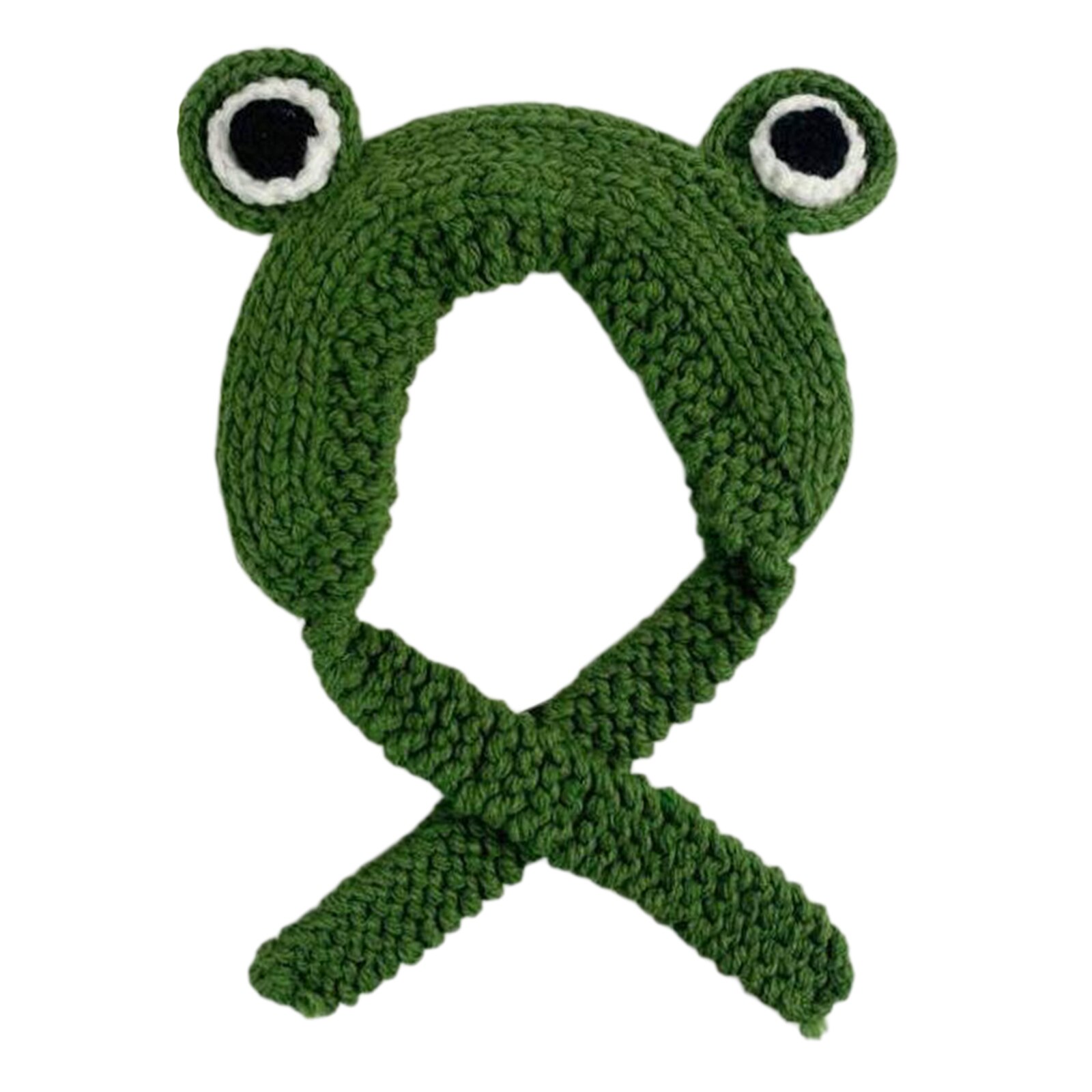 Damskie czapki zimowe śliczne żaby szydełkowe duże dzianiny dla dziewczynek czapka śliczna żaba oczy splot dzianiny Skullies czapka typu czapka bez daszka: zielony