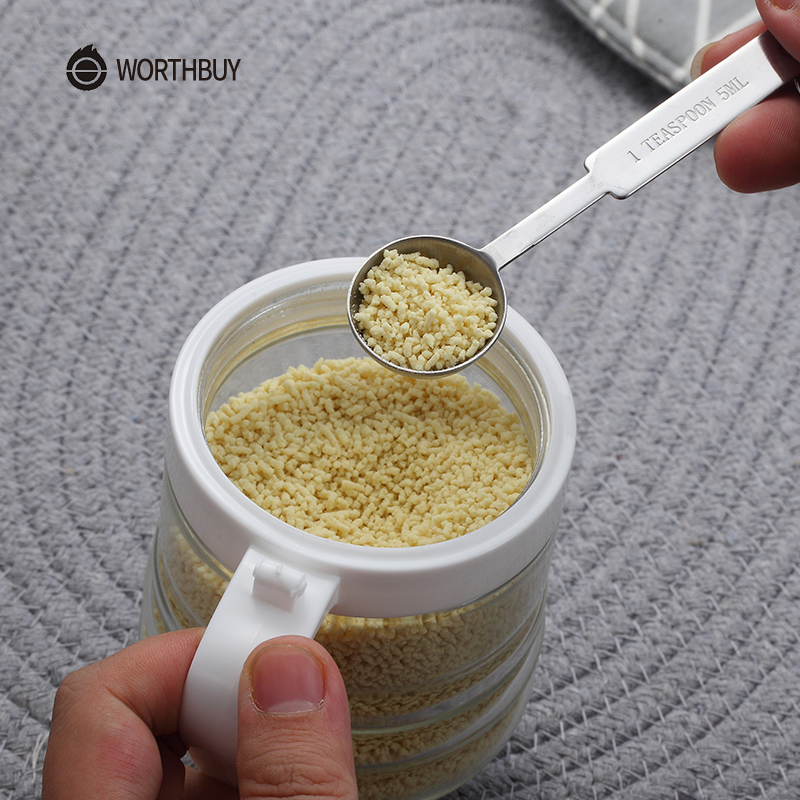 WORTHBUY Stainless Steel Measuring Cup Kitchen Measuring Spoon Scoop For Baking Tea Coffee Kichen Accessories Measuring Tool Set