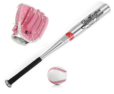 Spiele Ich bin freien freundlicher Sport Spielzeug Baseball mit Tragetasche Aluminiumlegierung Holz Schläger, Pu-leder Handschuh, 9 &#39;&#39;Weiche Baseball Spielzeug: Rosa