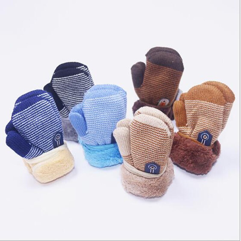 Caldo di inverno Del Bambino Guanti Hot Completa Dita Infantili Delle Ragazze Dei Ragazzi Addensare di Lavoro A Maglia Guanti di Collegamento Corda per Bambini Guanti Per Bambini Dropshipping