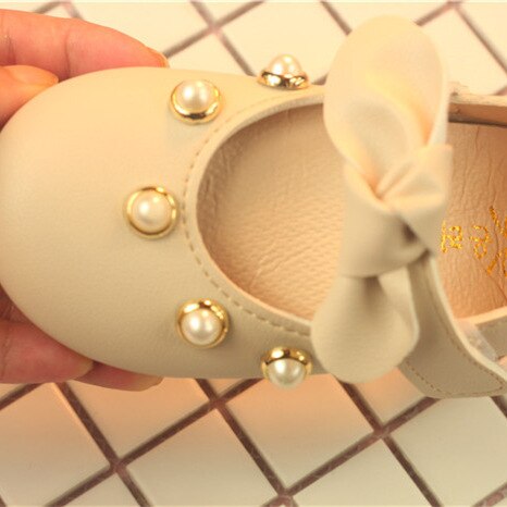 Baby Mädchen Bogen Weiche Kleinkind Schuhe Diamant Perle Frühling Prinzessin Leder Schuhe Säuglingsschuhe
