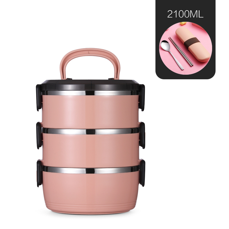 Tragbare Schule Dicht Thermische Lunchbox Für freundlicher Büro Picknick Große Lebensmittel Container einstellen Edelstahl Bento Boxs Japanischen: 3 Schicht Rosa