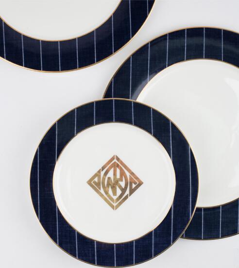 Blue dinner plate bone china dessert plate for steak kitchenware