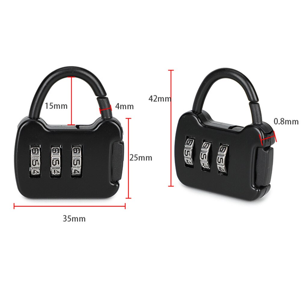3 Digit Code Combination Password Lock Portable Travel Mini Zinc Carrying Luggage Case Security Lock Backpack Lock Padlock
