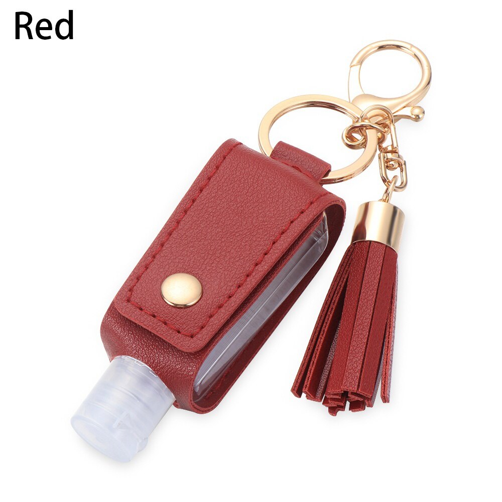 30Ml Kwasten Squeeze Flessen Lederen Hervulbare Hand Wassen Flessen Herbruikbare Douchegel Sleutelhanger Houder Reizen Accessoires: red