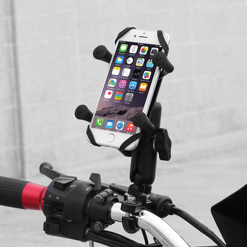 Motorcycle Cell Phone Holder Handlebar Rail Mount Rear View Mirror Holder Universal Grip Bracket Stand for Mobile Devices
