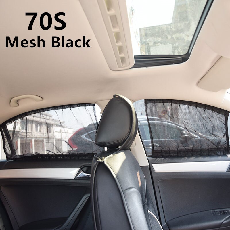 A2pcs/set Aluminum Alloy Elastic Car Side Window Sunshade Curtains Auto Windows Curtain Sun Visor Blinds Cover car-styling S,M,L: Mesh 70S