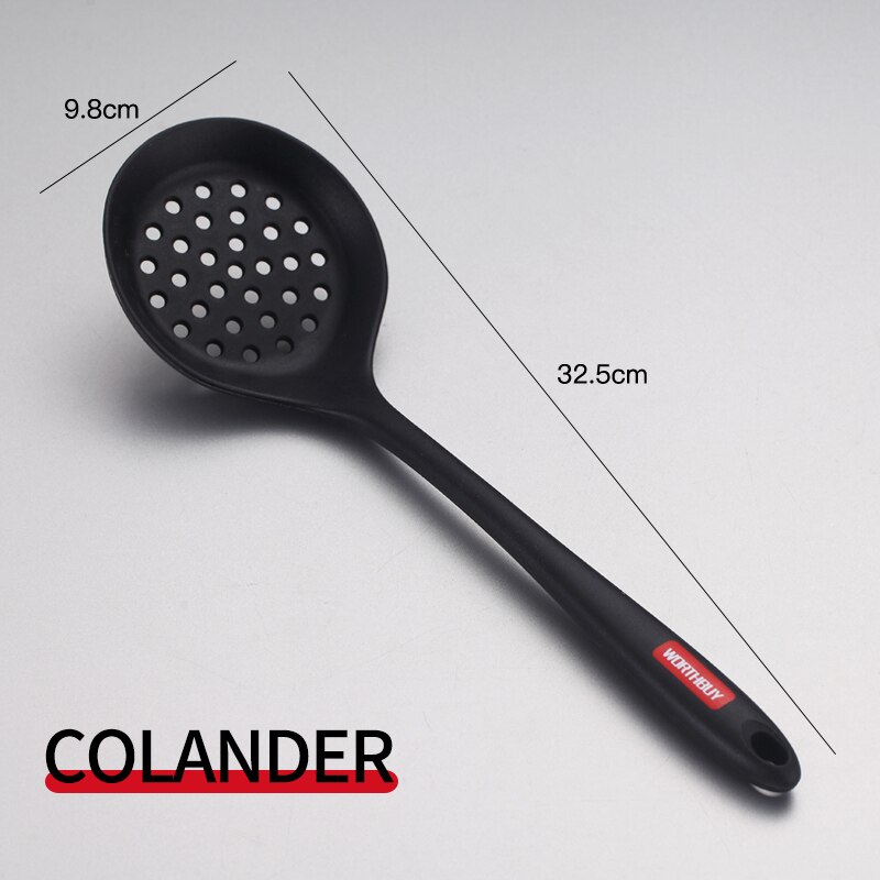 WORTHBUY Silicone Cooking Utensils Set Heat Insulation Kitchenware For Kitchen Non-stick Cooking Tools Set Spatula Shovel Turner: Colander