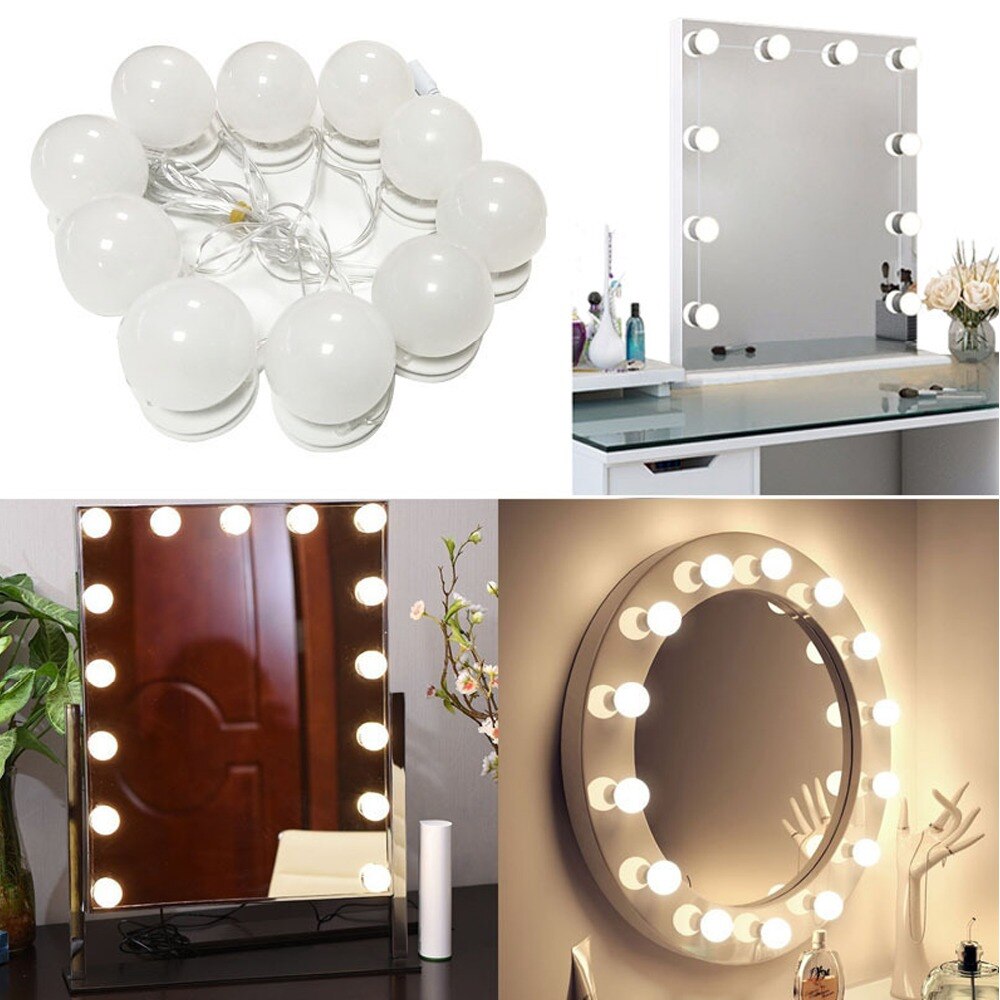 Hollywood usb badeværelse værelse spejl lampe led pærer pasta sektion knap dæmpning lys string 5v led lys