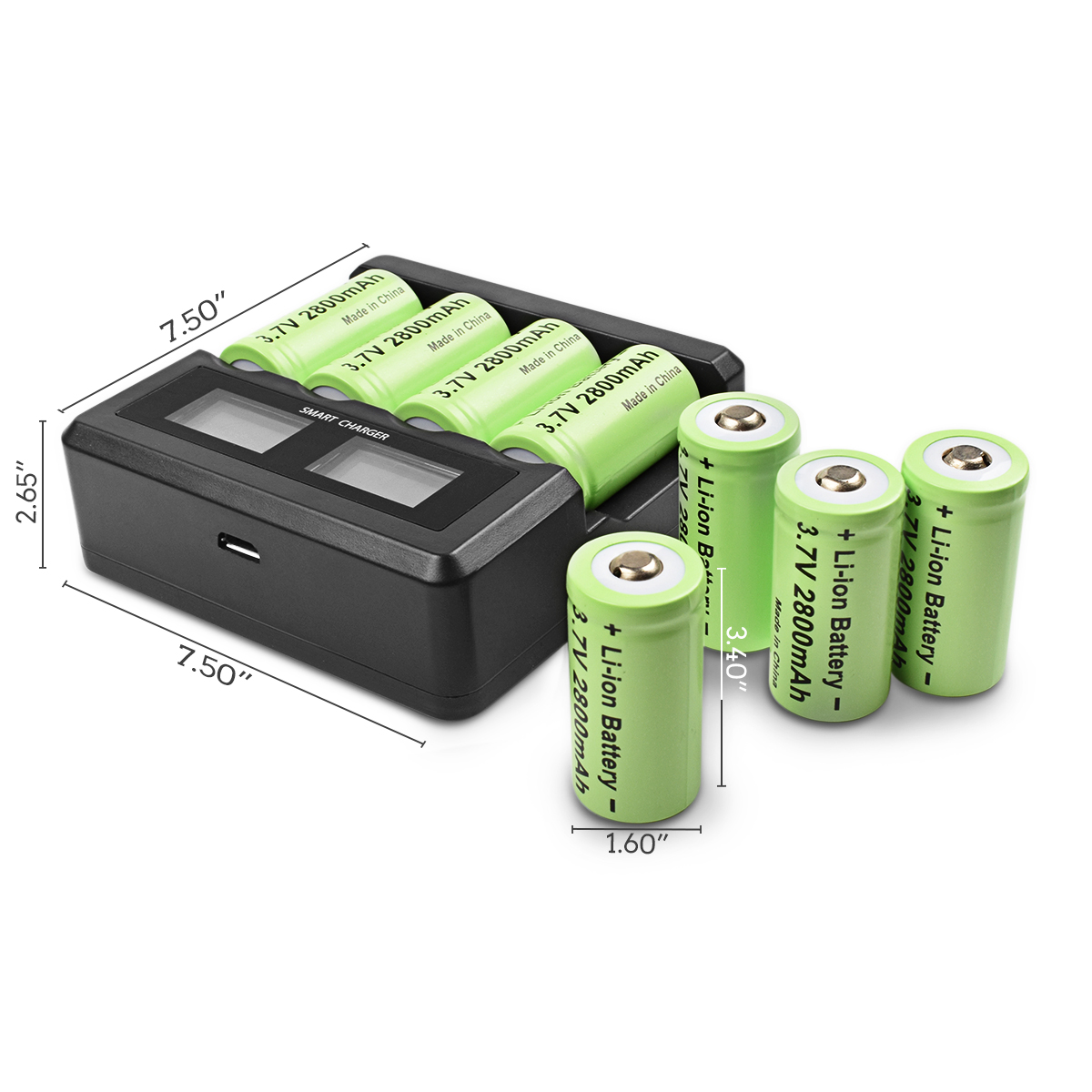 2800 mAh wiederaufladbare 3,7 V Li-Ion 16340 CR123A CR123 Akku + LCD-Ladegerät für Arlo-Überwachungskamera für Taschenlampen-Akku