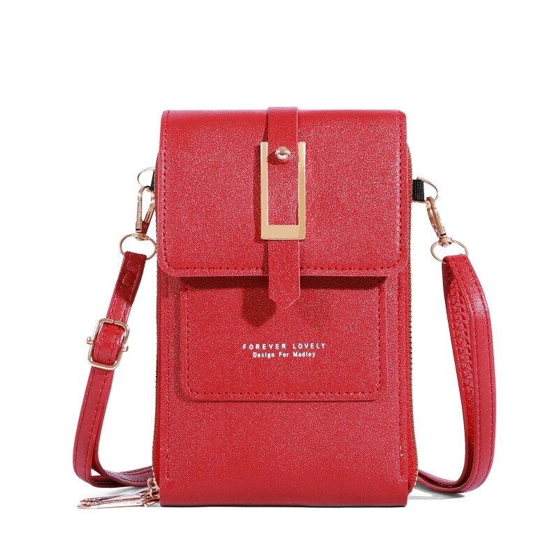 Touch Screen Mobile Phone Bag, Mini Flap Crossbody Bag, Faux Leather Purse, Vertical Wallet With Card Slots: Burgundy