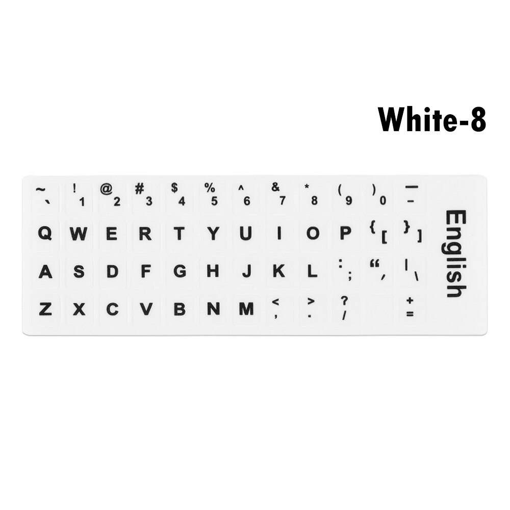 Replacement Waterproof Laptop Keyboard Stickers Spanish/English/Russian/Deutsch/Arabic/Italian/Japanese Keyboard Layout: White	English