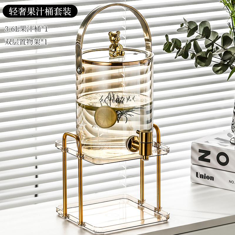 Glass Cold Water Kettle with Faucet Beer Barrel High Temperature Resistant Teapot Modern Domestic Kettle Beverage Bucket: black