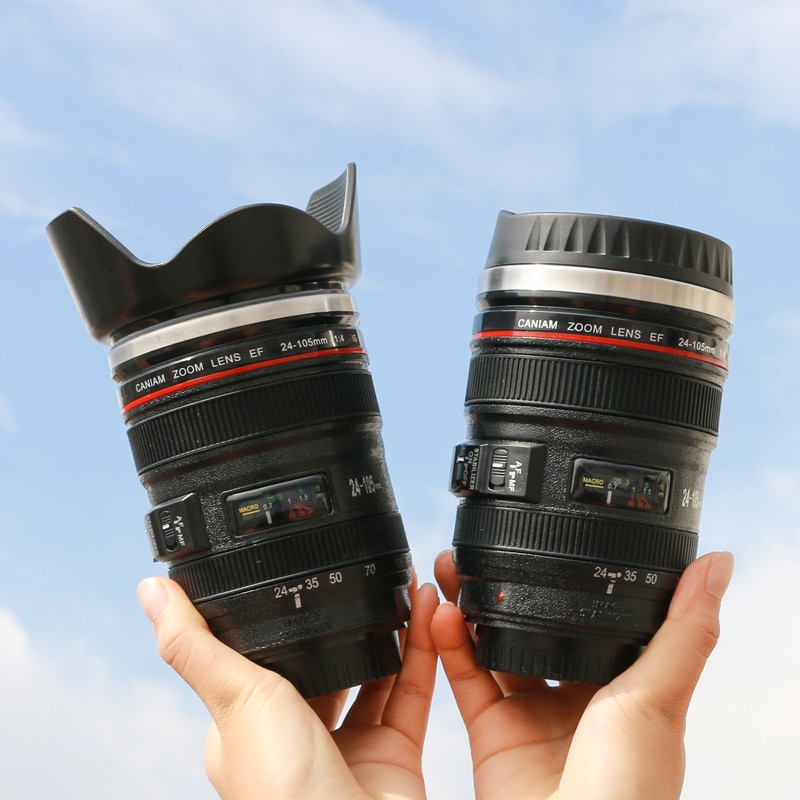 Kamera Objektiv Kaffee Becher Edelstahl Foto Isolierte Thermos Tasse Mit Deckel Fotograf SECHS Generation Emulation SLR Tasse