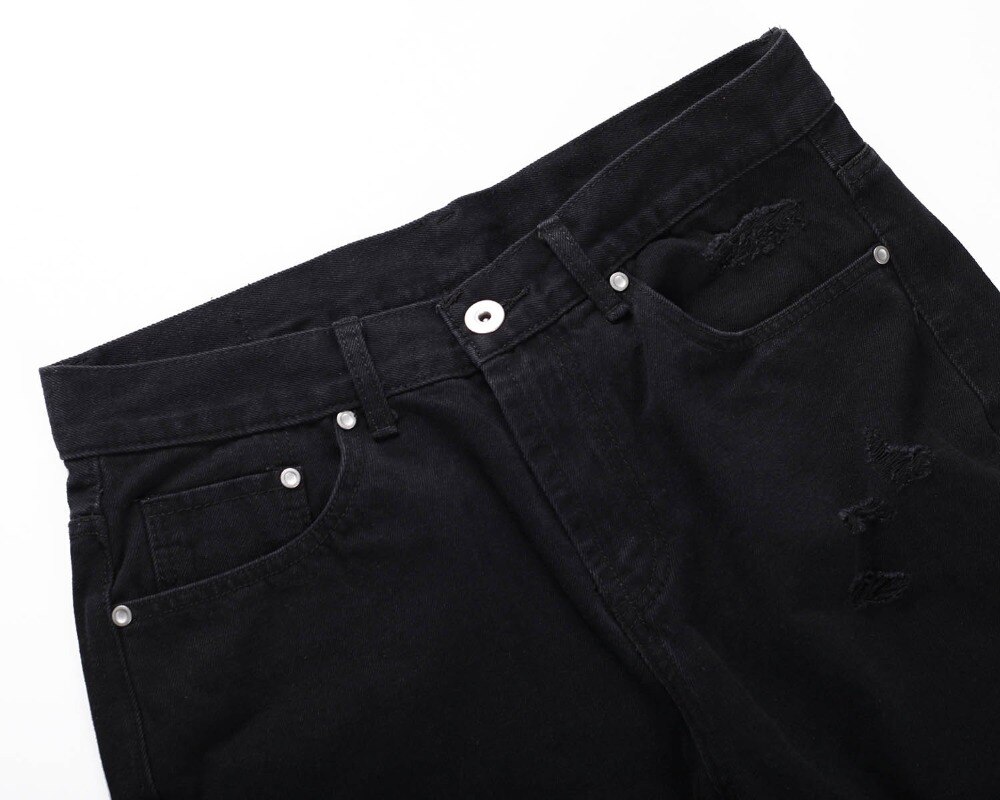 Jean ample pour hommes, Short en jean et détruit, cool, trou noir, combinaison , high street, offre spéciale