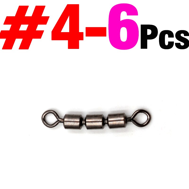 MNFT 6Pcs High Speed 3 Roller Swivels Brass Triple Rolling Swivels 3 Rollers Saltwater Swivels Have Multiple Sizes: Size 4  6pcs