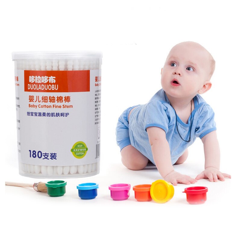 Dubbele Hoofd Baby Wattenstaafje Make Wattenstaafjes Tip Voor Medische Wood Sticks Neus Oren Schoonmaken Care Tools