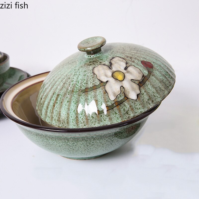 Ceramic Soup Basins Soup Bowl Fruit Salad Bowls with Lids Hotel Restaurant Tableware Snack Desserts Tray Cooking Plates