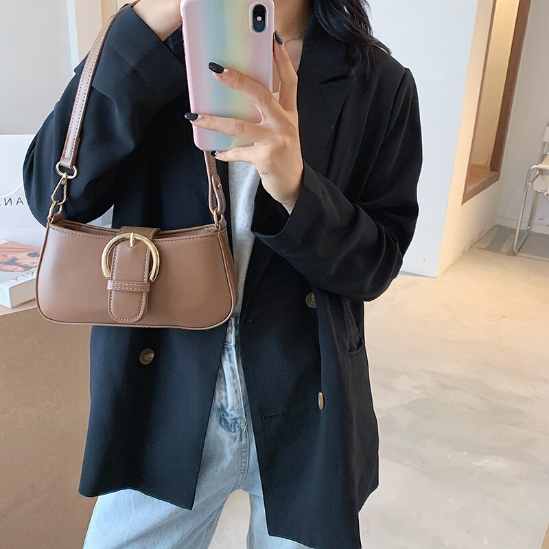 Solid Color PU Leather Small Bags For Women Lady Shoulder Crossbody Bag Female Travel Bags And Purses