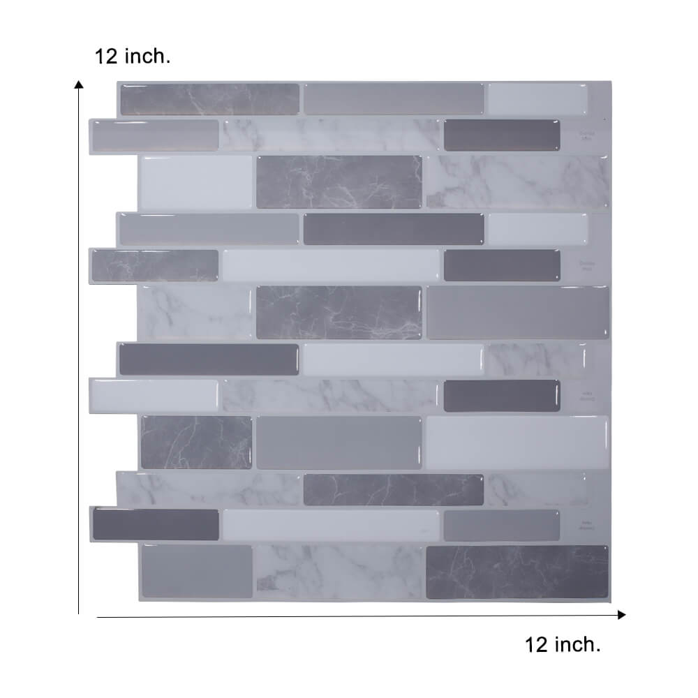 Vividtiles 12*12 Inch Self Adhesive 3D Peel and Stick Subway Wall Tiles for Kitchen &amp; Bathroom Backsplash - 10 Sheet: T80012