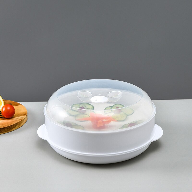 Plastic Food Steamer With Lid Round Single/Double Tier Microwav Steamer Vegetable Pasta Cookware Home Kitchen Cooking Tools: 1 layer