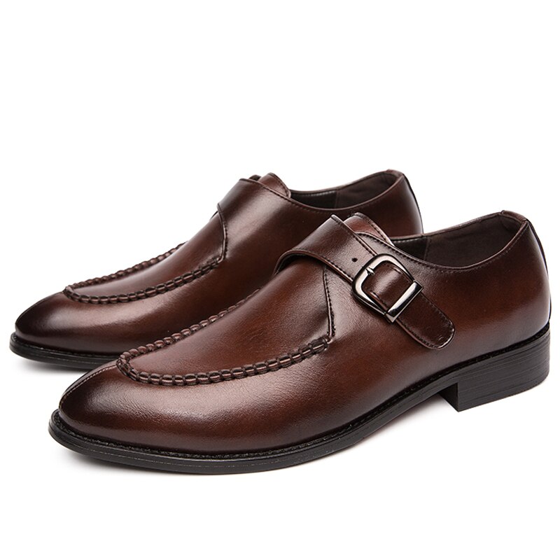 Tosjc män spännen klänning loafers man spetsiga tå oxfords handgjorda munkband skor andas slip-on formella skor affärsskor