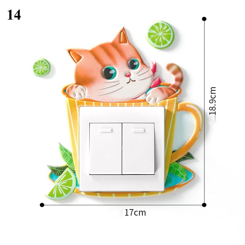 Cartoon Animal Switch cover Room Decor 3D Silicone On-off Switch Sticker Luminous Switch Outlet Wall Sticker: 14