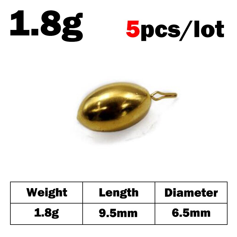 Outkit fiske bly sänken kula koppar vikt sänkor 1.8g/3.5g/5g/7g/10g redskap sänkor fiske bly vikt: 5 st -1.8g