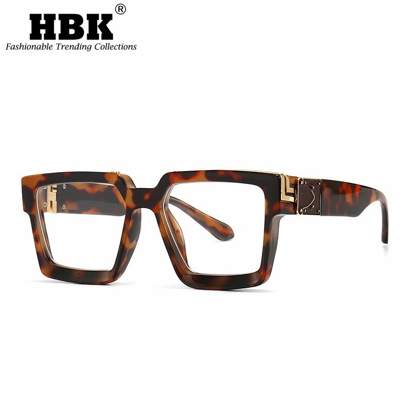 HBK-Gafas de ordenador de plástico Vintage para hombre y mujer, lentes ópticas cuadradas y transparentes, con montura Anti luz azul, Retro